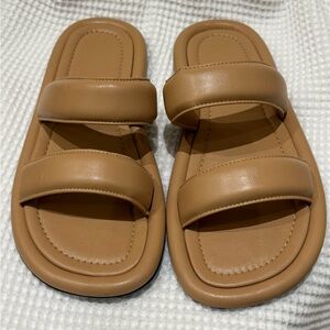 Zara Tan Double Strap Sandals